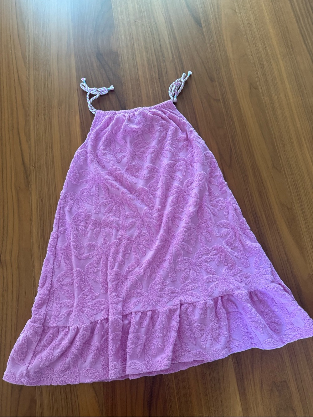 Vince Camuto Girls' Pink Textured Ruffle-Hem Swim Coverup Dress